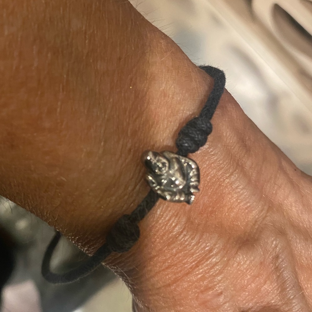 Pandora Silver  Buddha on adjustable cord bracelet